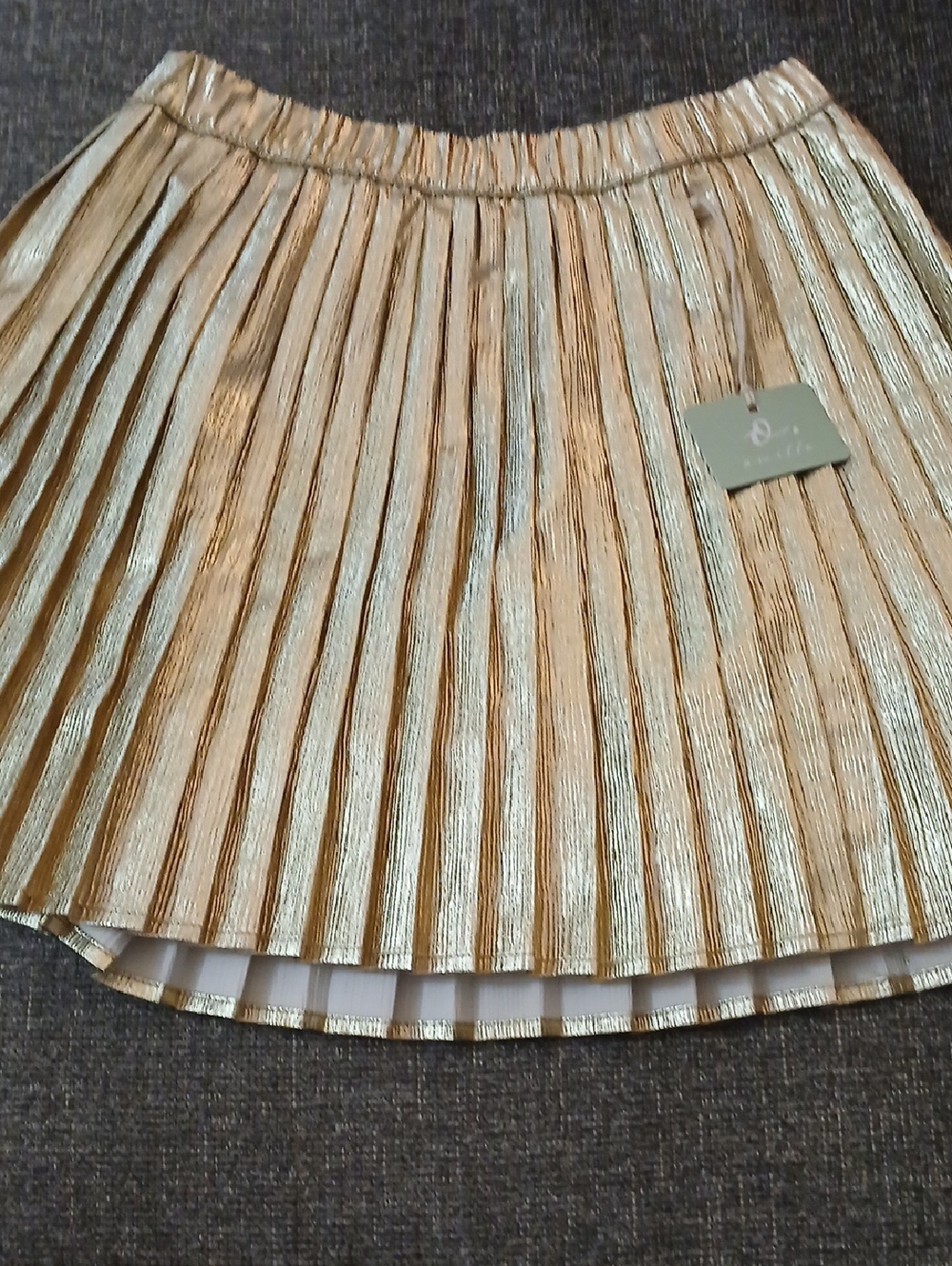 Pleated Metallic Gold Girl's Skirt